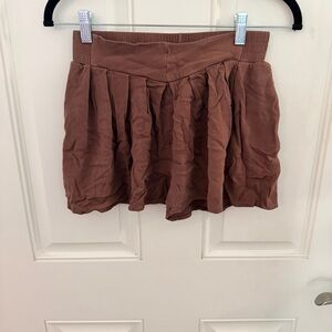 Mable Gauzy Pull-On Shorts S | Brown Flowy Lightweight